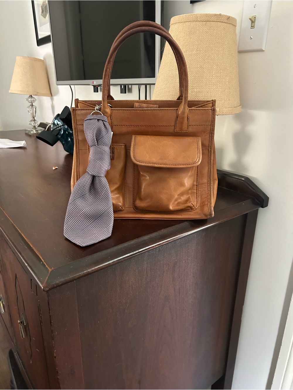 Classic Tan Leather Tote Bag /Fossil